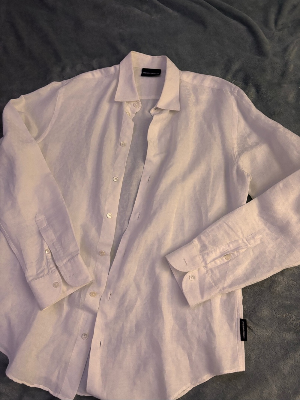 Emporio Armani White Men's Cotton Button-Down Shirt